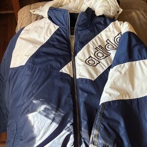 Adidas Men's Navy and White Windbreaker